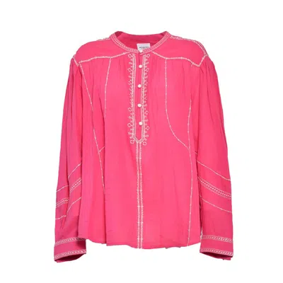 Isabel Marant Étoile Pelson Blouse In Embroidered Cotton Fuchsia
