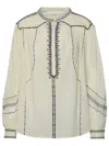 Isabel Marant Étoile 'fernanda' White Shirt With Bow Closure On The Front And Bishop Sleeves In Avorio