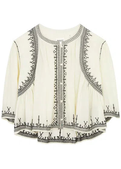 Isabel Marant Étoile Perkins Embroidered Cotton Blouse In Ecru