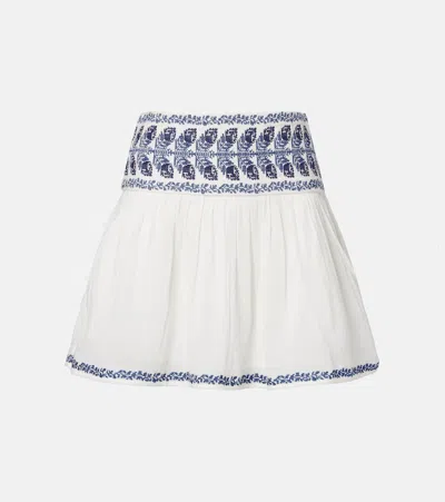 Isabel Marant Étoile Pleated Mini Skirt Embroidered Waistband In White