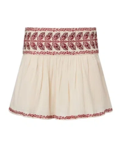 Isabel Marant Étoile Picadilia Embroidered Cotton Miniskirt In Neutral