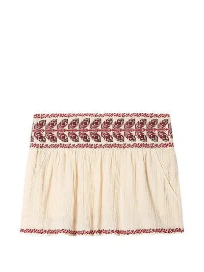 Isabel Marant Étoile Pleated Mini Skirt Embroidered Waistband Design In Neutral