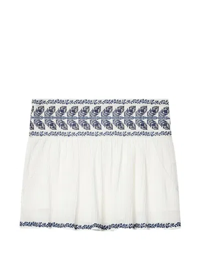 Isabel Marant Étoile Picadilia Embroidered Cotton Miniskirt In Blue