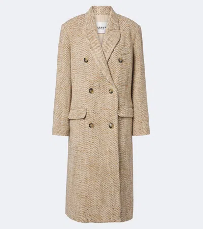 Isabel Marant Étoile Pilda Herringbone Double-breasted Coat In Brown