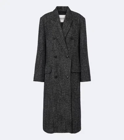 Isabel Marant Étoile Pilda Herringbone Double-breasted Coat In Brown