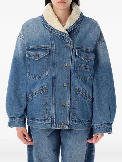 Isabel Marant Étoile Pimia Sherpa-collar Denim Jacket In Blue
