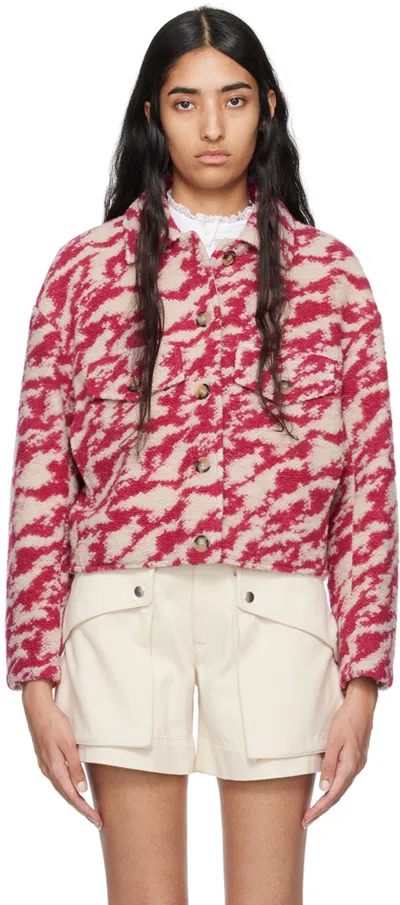 Isabel Marant Étoile Pink & Beige Ferida Jacket In Rybe Raspberry/beige
