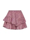 Isabel Marant Étoile Jocadia Tiered Ruffled Printed Cotton-gauze Shorts In Pink