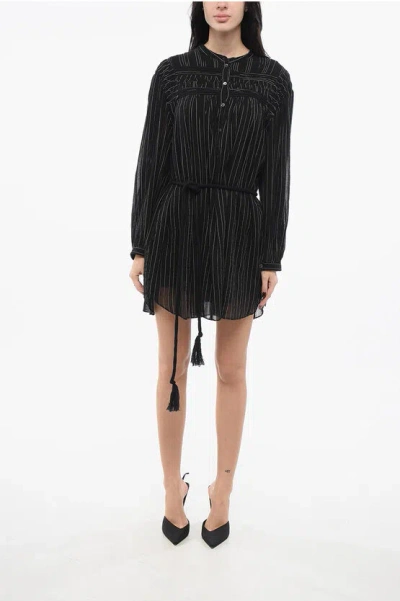 Isabel Marant Etoile Pinstriped Chemisier Dress With Laces In Black