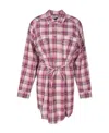 Isabel Marant Étoile Plaid Long-sleeved Shirt Dress In Pink