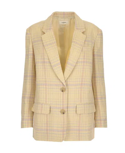 Isabel Marant Étoile Plaid Long-sleeved Suit Coat In Neutral