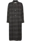 Isabel Marant Étoile Plaid Pattern Grey Coat With Relaxed Fit And Functional Pockets In Black