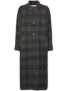 Isabel Marant Étoile Plaid Pattern Grey Coat With Relaxed Fit And Functional Pockets In Gray