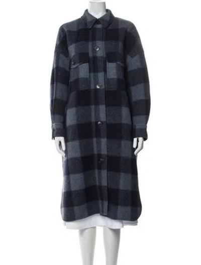 Pre-owned Isabel Marant Étoile Plaid Print Coat In Blue