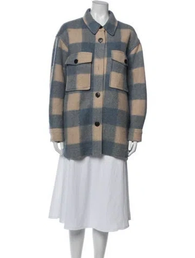 Pre-owned Isabel Marant Étoile Plaid Print Coat In Blue