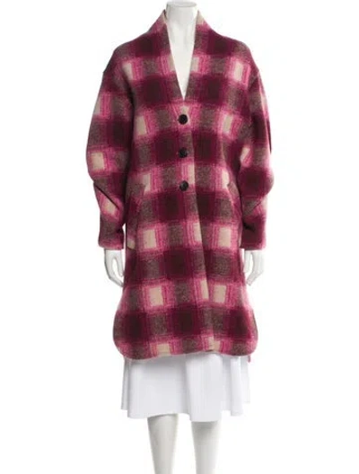 Pre-owned Isabel Marant Étoile Plaid Print Coat In Pink