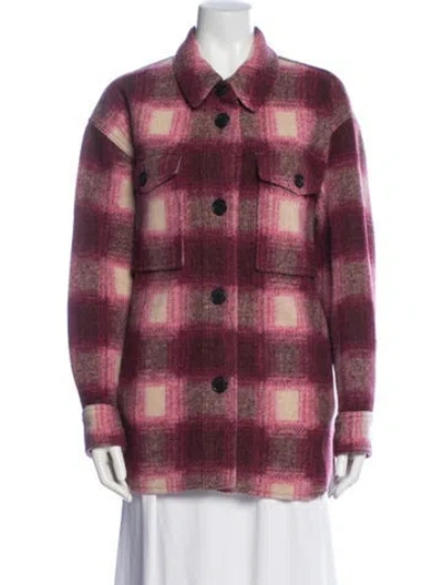 Pre-owned Isabel Marant Étoile Plaid Print Coat In Pink