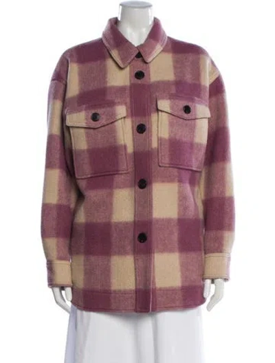 Pre-owned Isabel Marant Étoile Plaid Print Coat In Pink