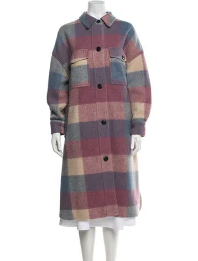 Pre-owned Isabel Marant Étoile Plaid Print Coat In Purple
