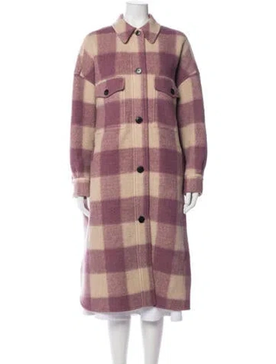 Pre-owned Isabel Marant Étoile Plaid Print Coat In Purple