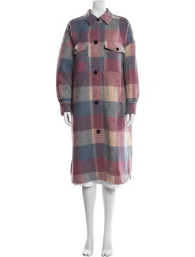 Pre-owned Isabel Marant Étoile Plaid Print Coat In Purple