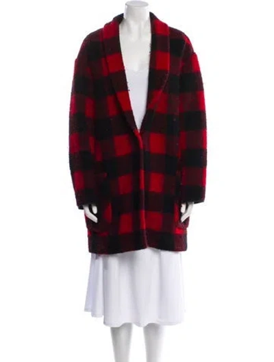 Pre-owned Isabel Marant Étoile Plaid Print Coat In Red