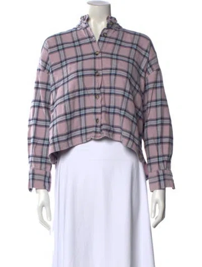 Pre-owned Isabel Marant Étoile Plaid Print Crew Neck Button-up Top In Pink