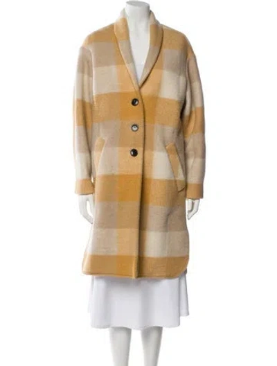 Pre-owned Isabel Marant Étoile Plaid Print Faux Fur Coat In Yellow