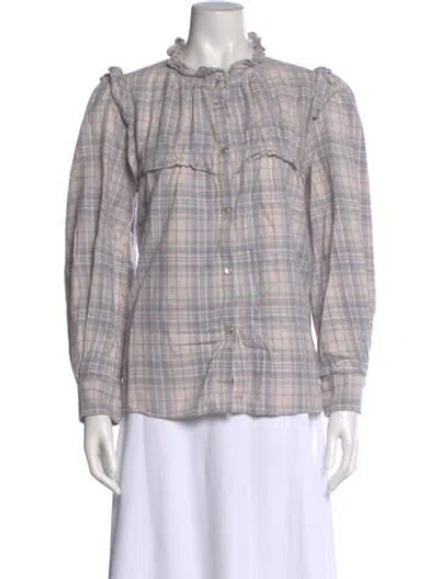 Pre-owned Isabel Marant Étoile Plaid Print Long Sleeve Blouse In Blue