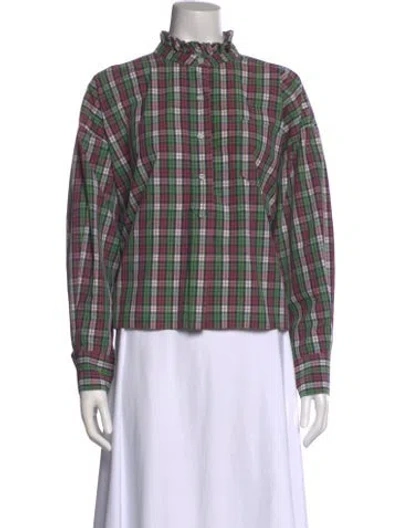Pre-owned Isabel Marant Étoile Plaid Print Long Sleeve Blouse In Multi