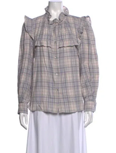 Pre-owned Isabel Marant Étoile Plaid Print Long Sleeve Blouse In Purple