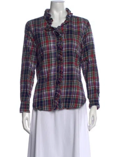 Pre-owned Isabel Marant Étoile Plaid Print Long Sleeve Blouse In Red