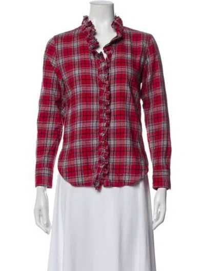 Pre-owned Isabel Marant Étoile Plaid Print Long Sleeve Blouse In Red