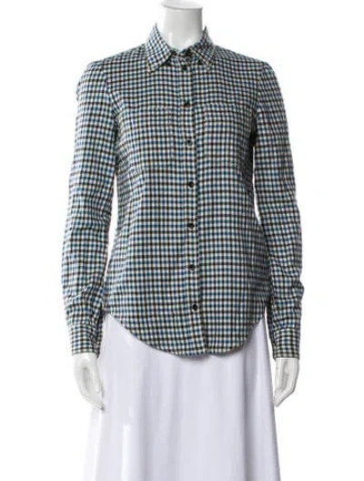 Pre-owned Isabel Marant Étoile Plaid Print Long Sleeve Button-up Top In Blue