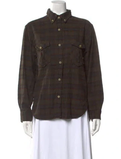 Pre-owned Isabel Marant Étoile Plaid Print Long Sleeve Button-up Top In Brown