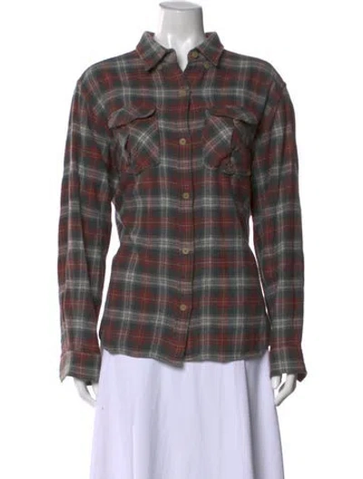 Pre-owned Isabel Marant Étoile Plaid Print Long Sleeve Button-up Top In Gray