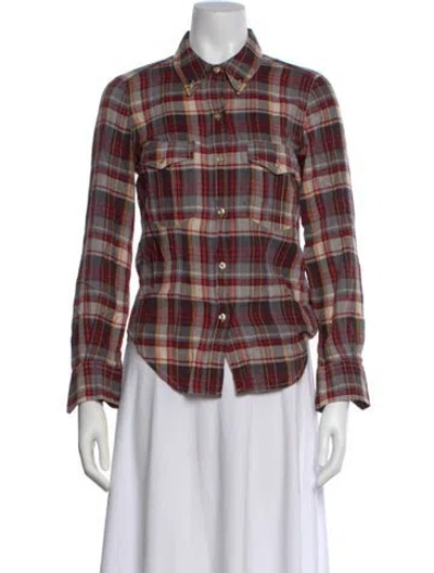 Pre-owned Isabel Marant Étoile Plaid Print Long Sleeve Button-up Top In Multi
