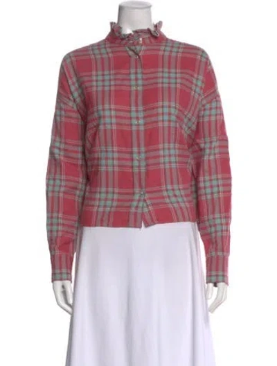 Pre-owned Isabel Marant Étoile Plaid Print Long Sleeve Button-up Top In Pink