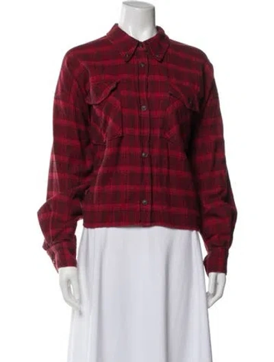 Pre-owned Isabel Marant Étoile Plaid Print Long Sleeve Button-up Top In Red