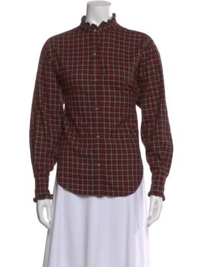 Pre-owned Isabel Marant Étoile Plaid Print Long Sleeve Button-up Top In Red