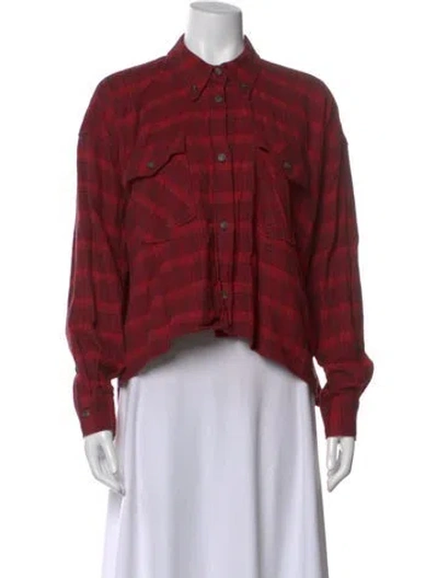 Pre-owned Isabel Marant Étoile Plaid Print Long Sleeve Button-up Top In Red