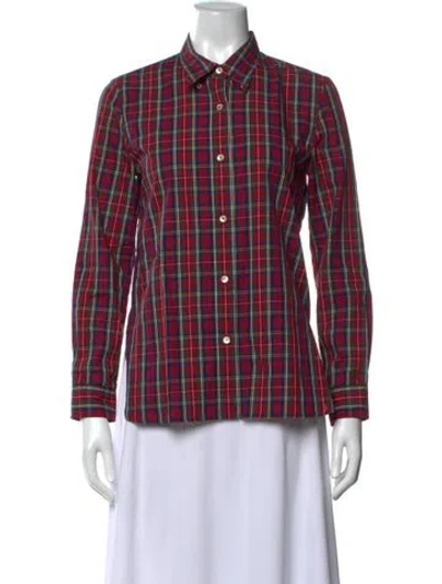 Pre-owned Isabel Marant Étoile Plaid Print Long Sleeve Button-up Top In Red