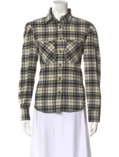 Pre-owned Isabel Marant Étoile Plaid Print Long Sleeve Button-up Top In Yellow