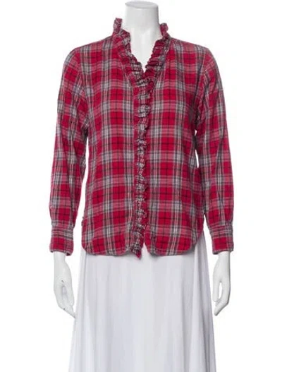 Pre-owned Isabel Marant Étoile Plaid Print Long Sleeve Top In Red
