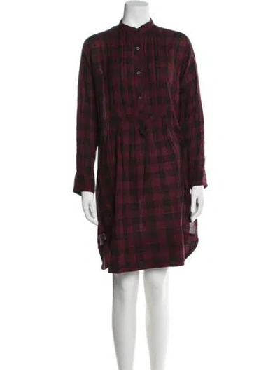 Pre-owned Isabel Marant Étoile Plaid Print Mini Dress In Burgundy