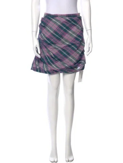 Pre-owned Isabel Marant Étoile Plaid Print Mini Skirt In Purple