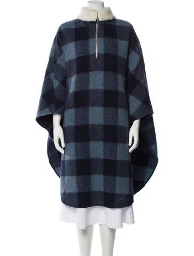 Pre-owned Isabel Marant Étoile Plaid Print Poncho In Blue