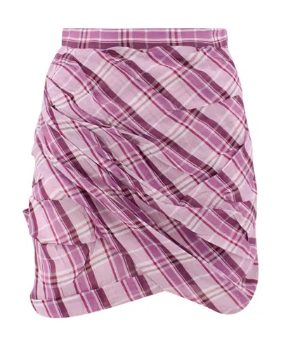 Isabel Marant Étoile Plaid-print Short Skirt In Pink