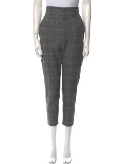 Pre-owned Isabel Marant Étoile Plaid Print Skinny Leg Pants In Gray