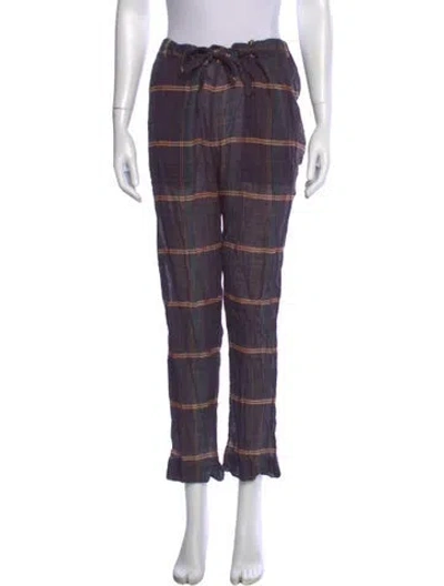 Pre-owned Isabel Marant Étoile Plaid Print Straight Leg Pants In Blue